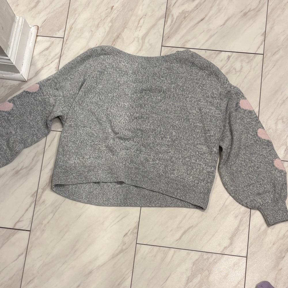 Hollister Gray Sweater with Pink Sleeve Details
